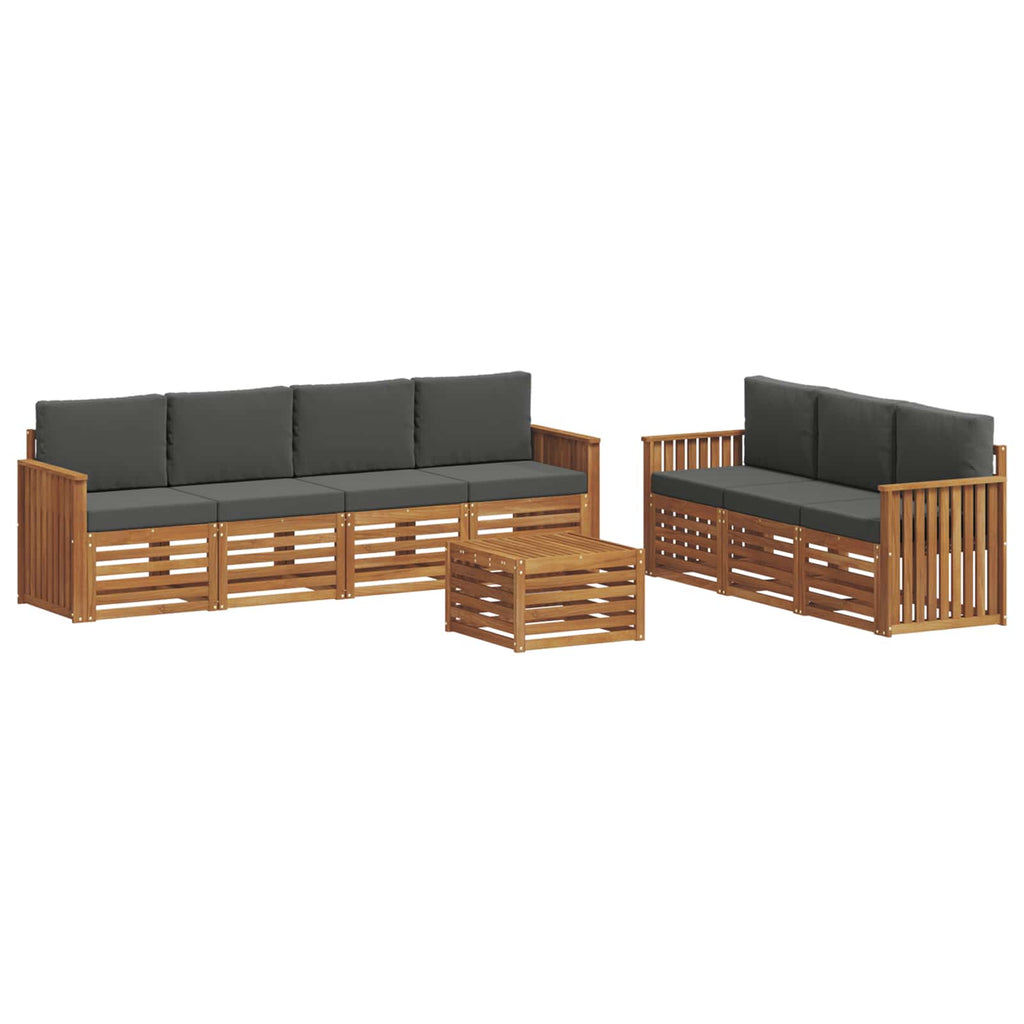vidaXL Zestawy sof 8 pcs Naturalny i Antracytowy Lite Drewno Akacji