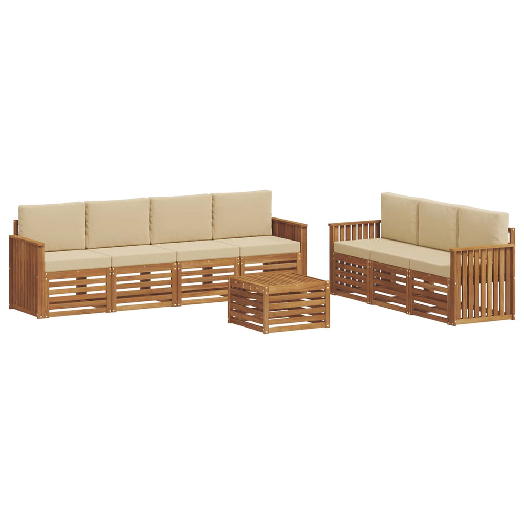 vidaXL Zestawy sof 8 pcs Naturalny i Beżowy Lite Drewno Akacji