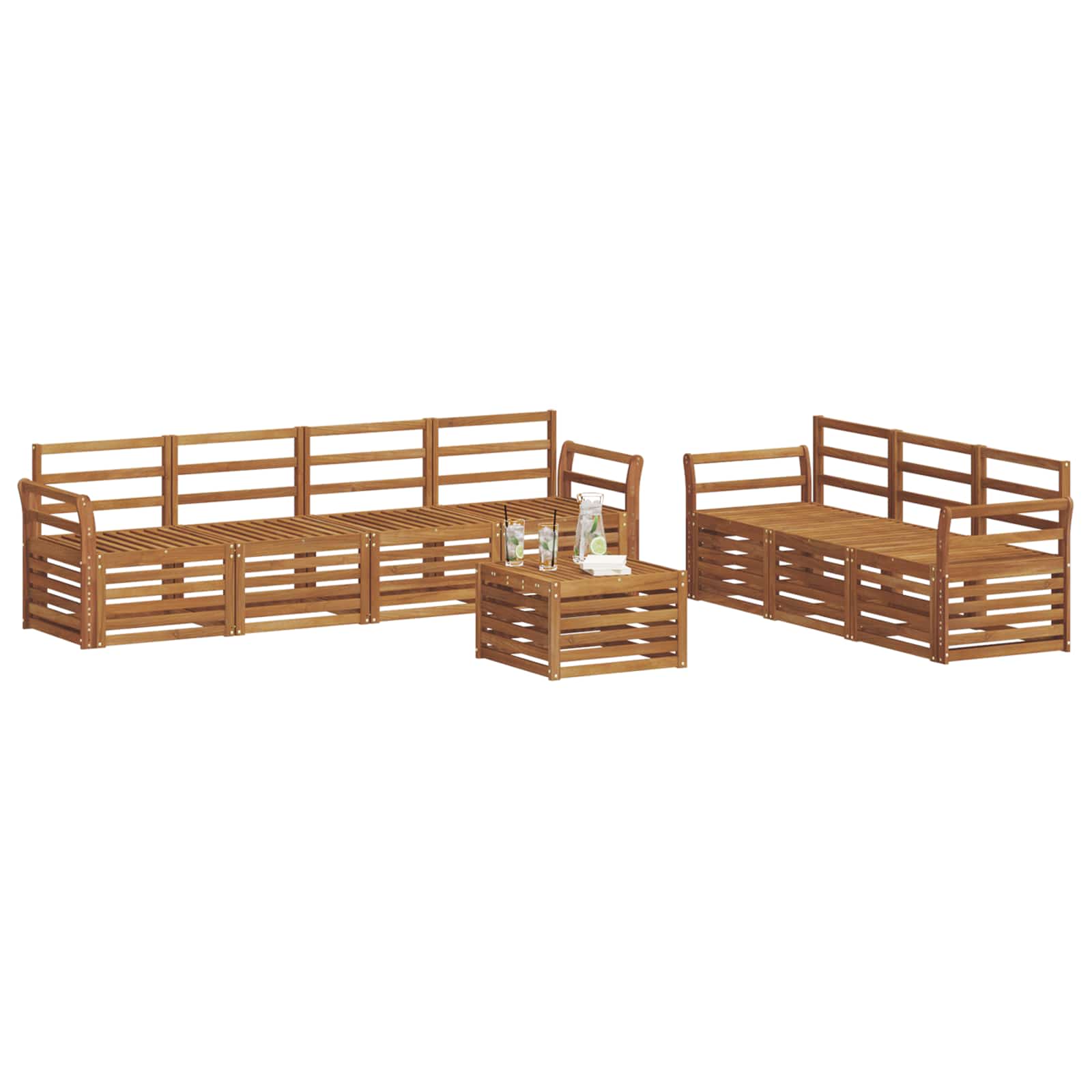 vidaXL Zestawy sof 8 pcs Naturalny Lite Drewno Akacji