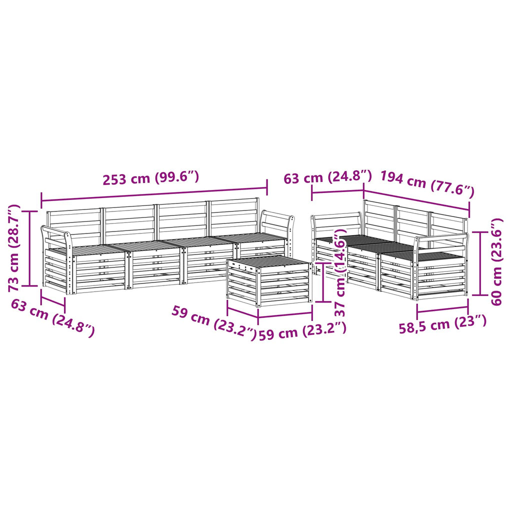 vidaXL Zestawy sof 8 pcs Naturalny Lite Drewno Akacji