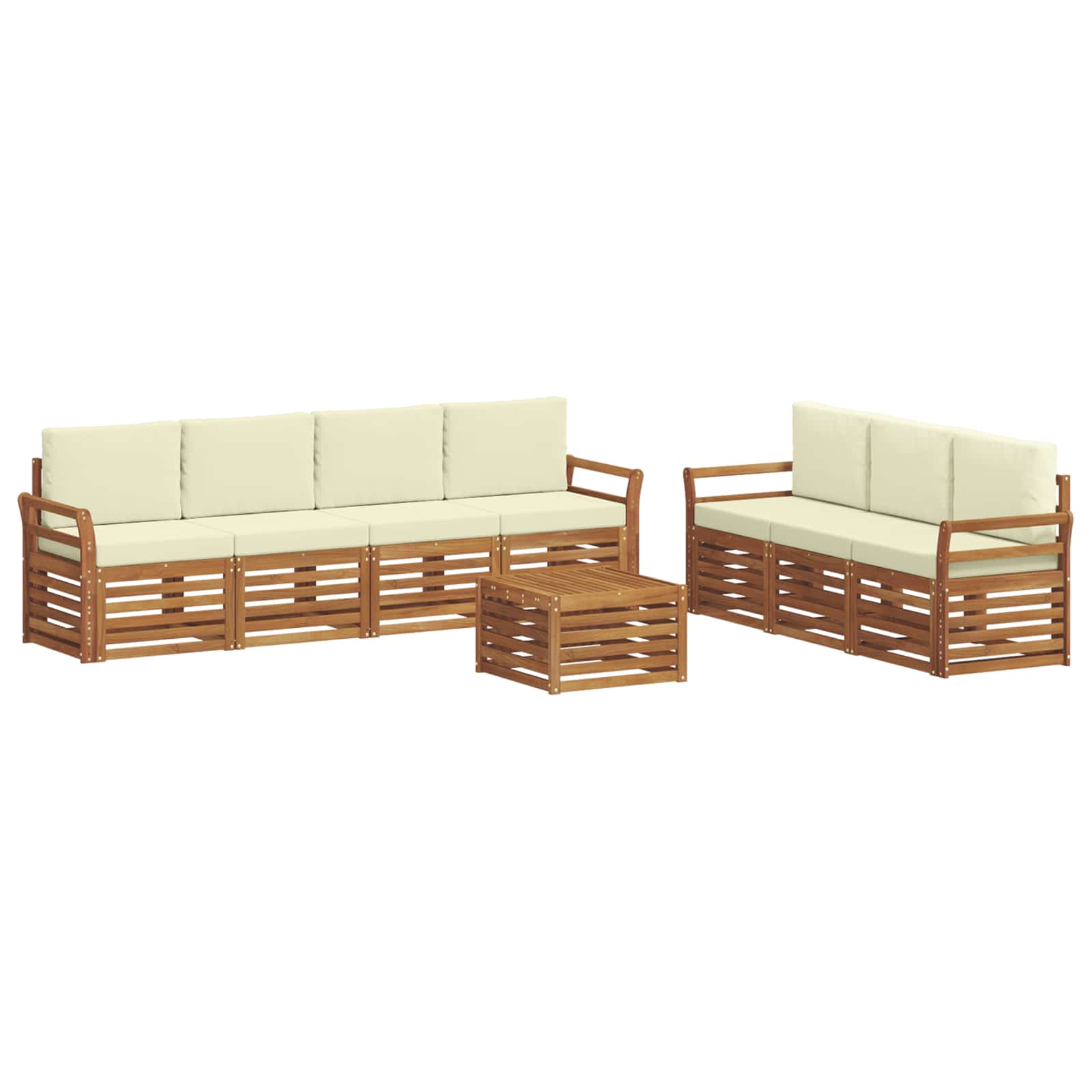 vidaXL Zestawy sof 8 pcs Naturalny i Kremowy Lite Drewno Akacji