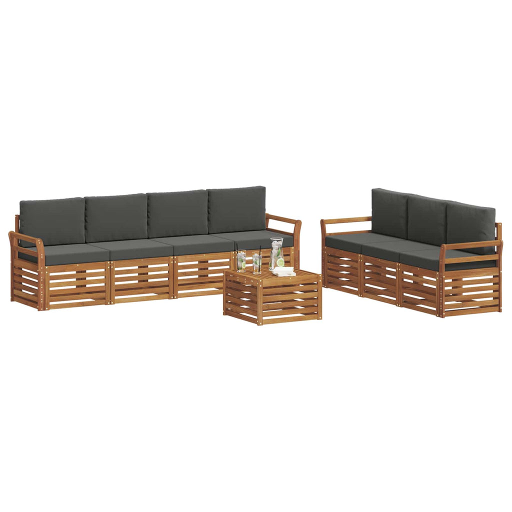 vidaXL Zestawy sof 8 pcs Naturalny i Antracytowy Lite Drewno Akacji