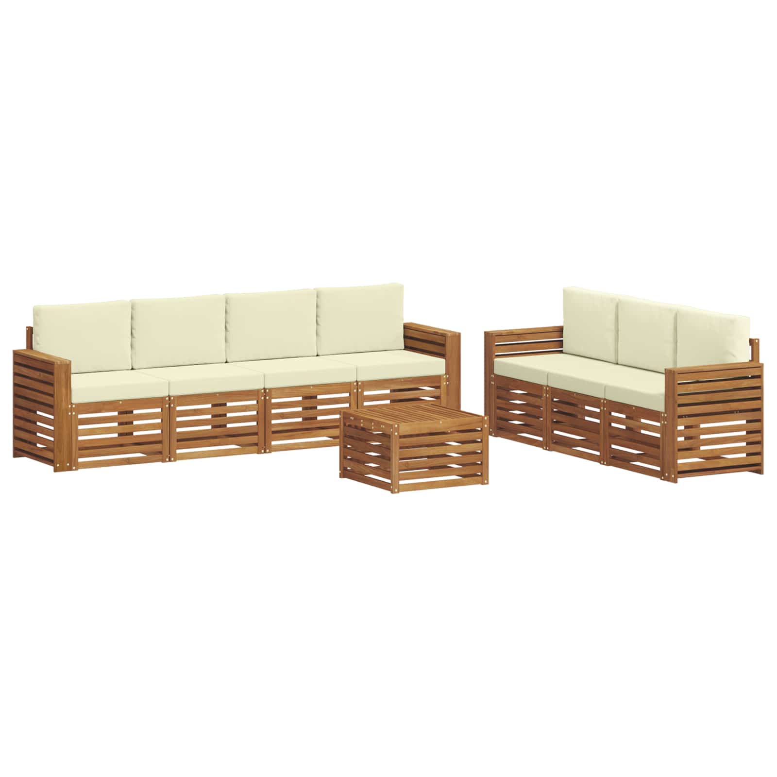 vidaXL Zestawy sof 8 pcs Naturalny i Kremowy Lite Drewno Akacji