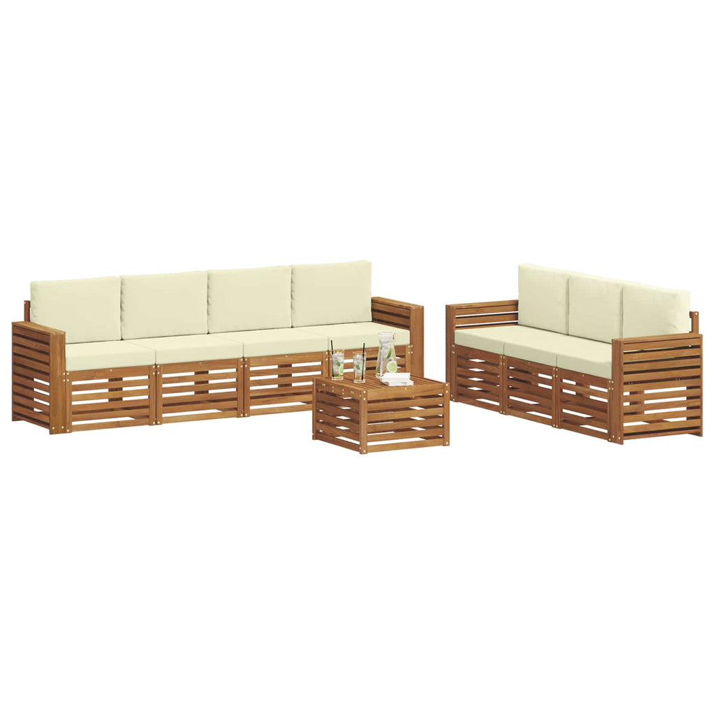 vidaXL Zestawy sof 8 pcs Naturalny i Kremowy Lite Drewno Akacji
