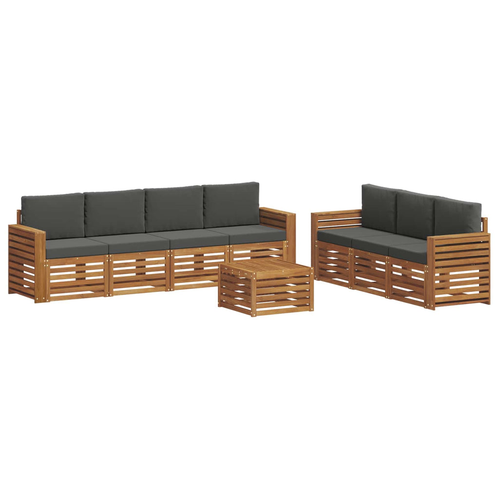 vidaXL Zestawy sof 8 pcs Naturalny i Antracytowy Lite Drewno Akacji