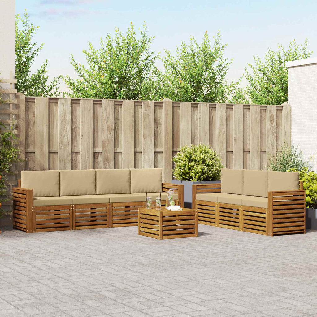 vidaXL Zestawy sof 8 pcs Naturalny i Beżowy Lite Drewno Akacji