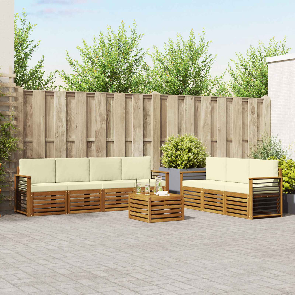 vidaXL Zestawy sof 8 pcs Naturalny i Kremowy Lite Drewno Akacji