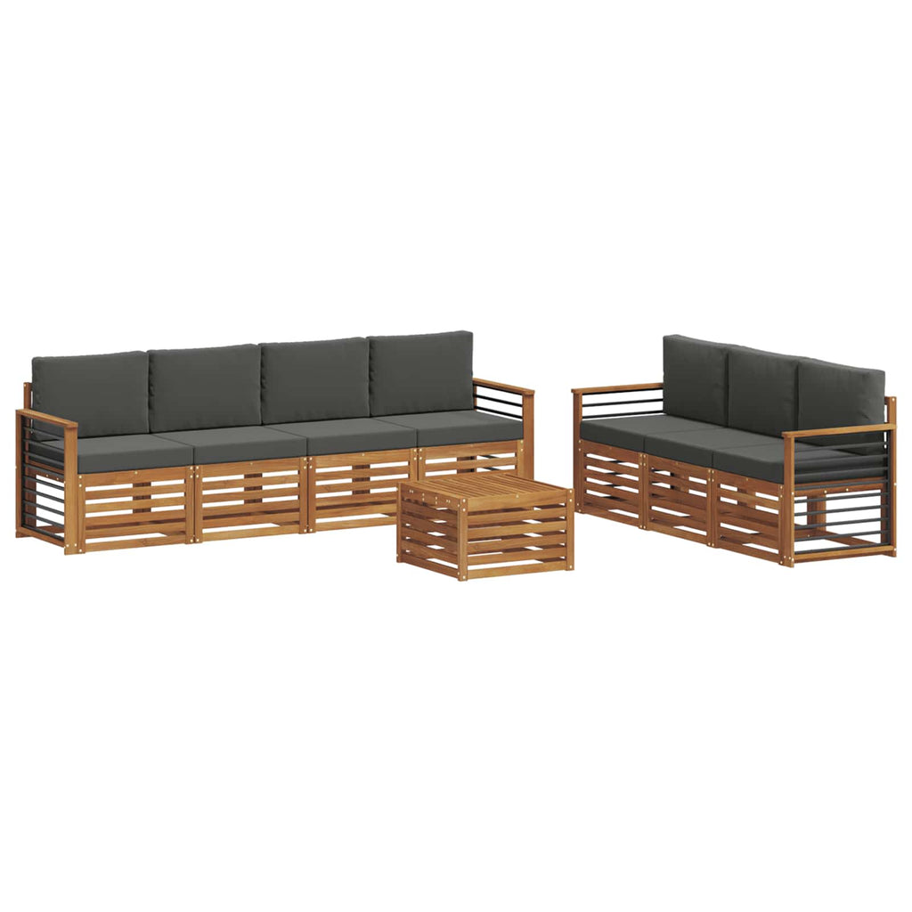 vidaXL Zestawy sof 8 pcs Naturalny i Antracytowy Lite Drewno Akacji