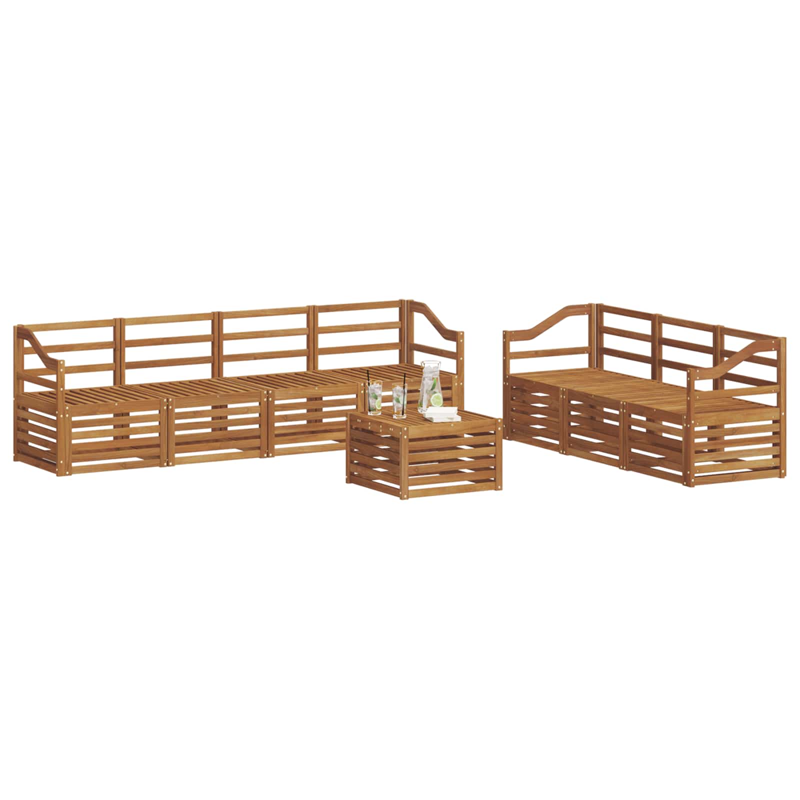 vidaXL Zestawy sof 8 pcs Naturalny Lite Drewno Akacji