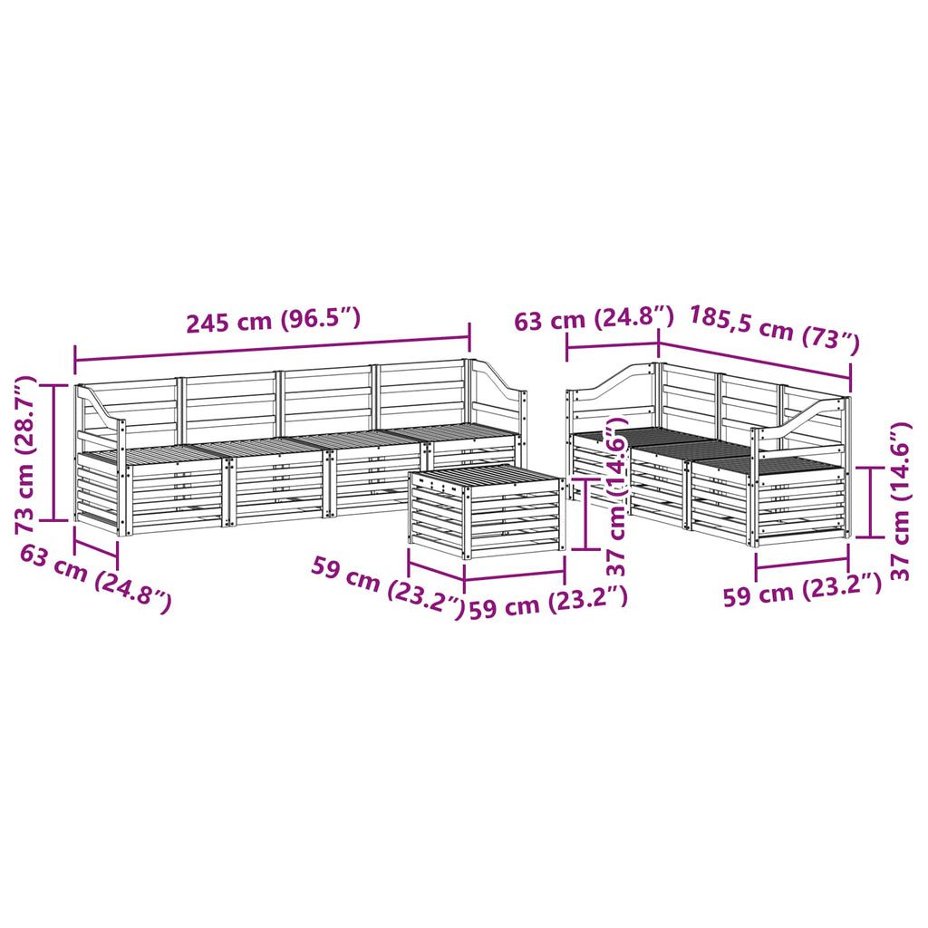 vidaXL Zestawy sof 8 pcs Naturalny Lite Drewno Akacji