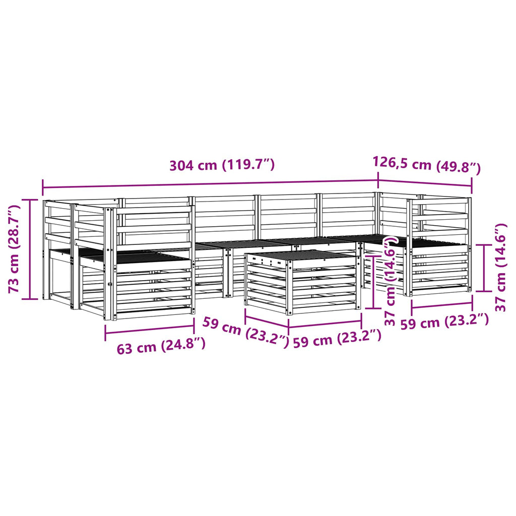 vidaXL Zestawy sof 8 pcs Naturalny Lite Drewno Akacji