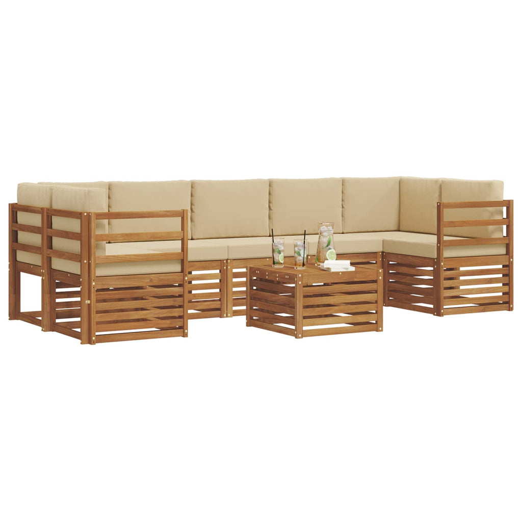 vidaXL Zestaw sof na zewnątrz z poduszką 8 pcs Naturalny i Beżowy