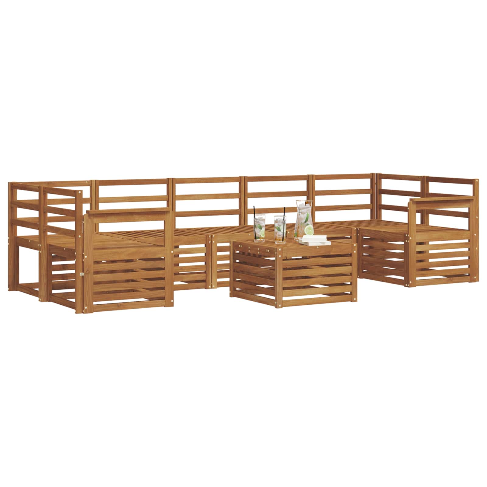 vidaXL Zestawy sof 8 pcs Naturalny Lite Drewno Akacji