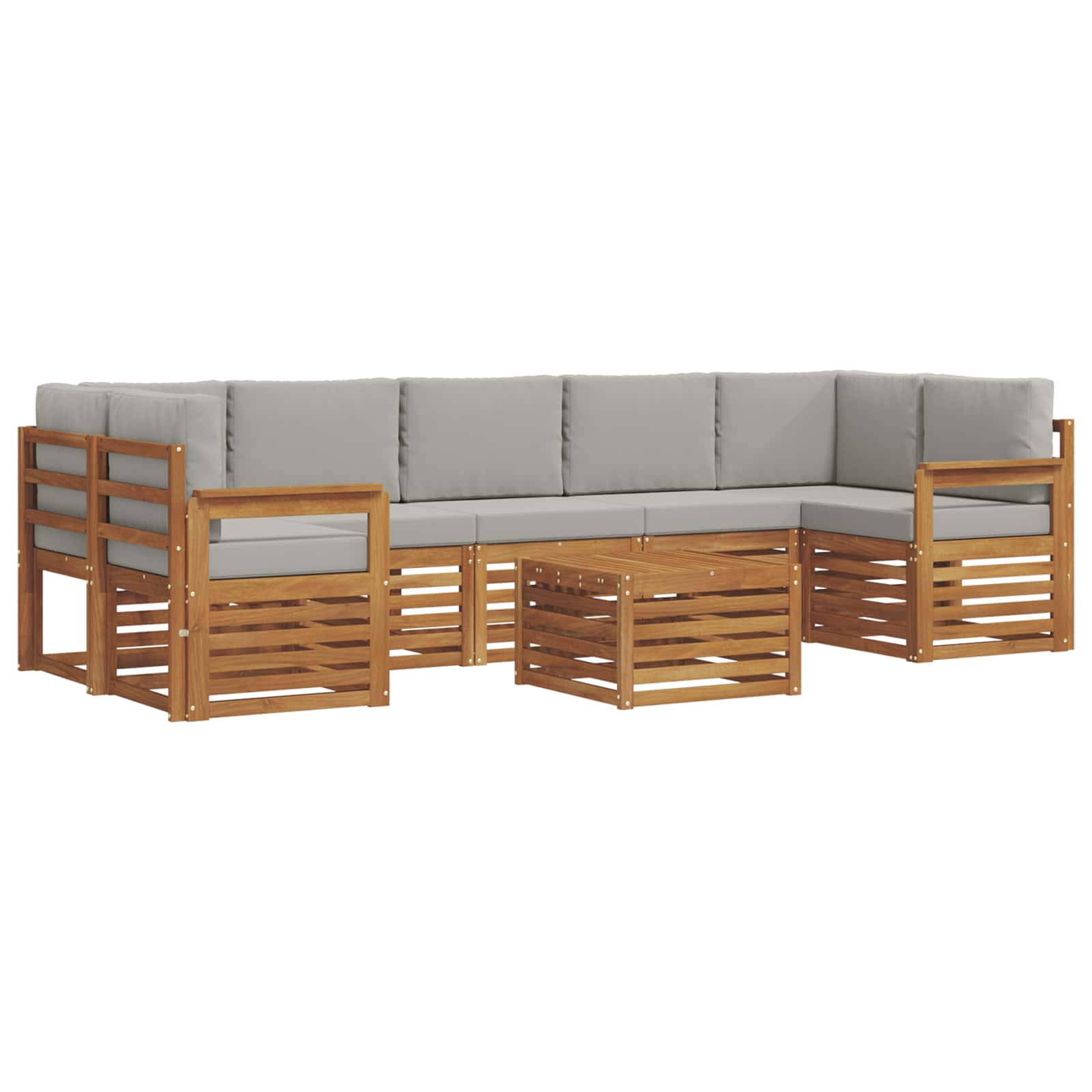 vidaXL Zestaw sof na zewnątrz z poduszką 8 pcs Naturalny i Jasny Szary