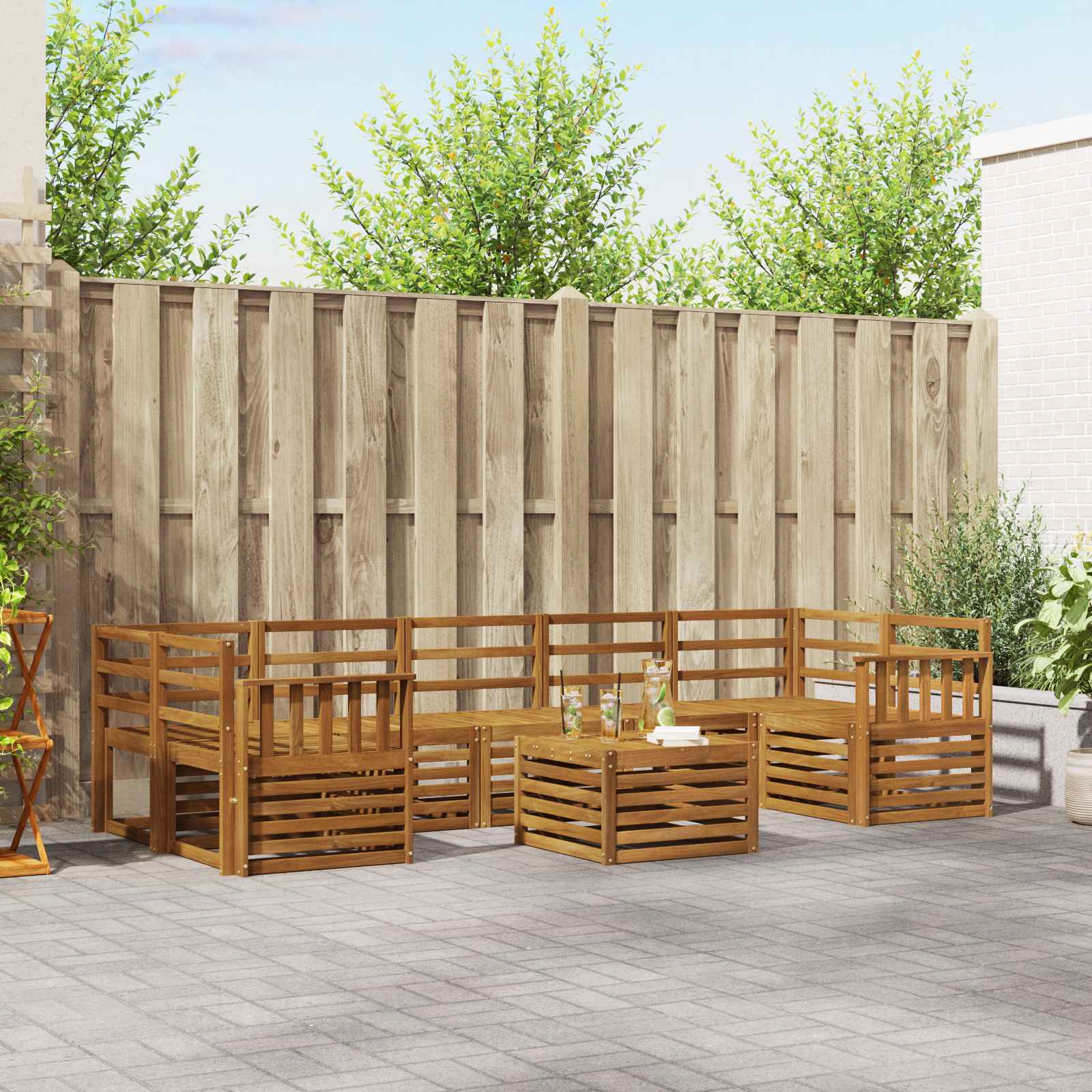 vidaXL Zestawy sof 8 pcs Naturalny Lite Drewno Akacji