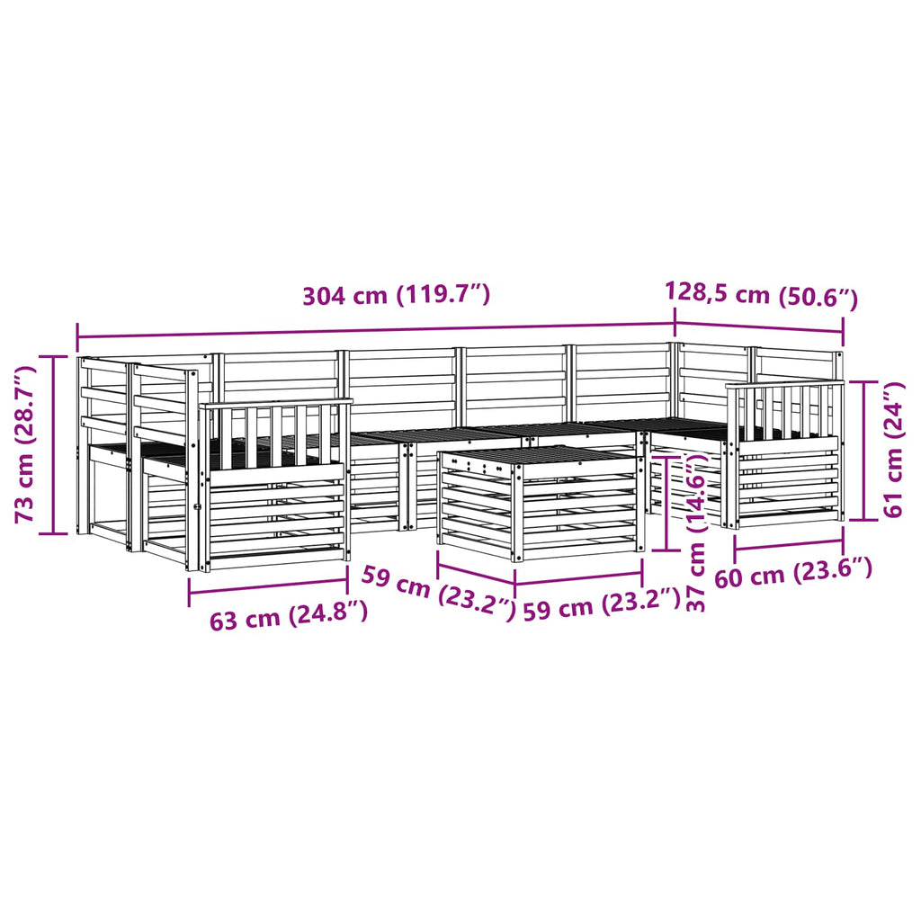 vidaXL Zestawy sof 8 pcs Naturalny Lite Drewno Akacji