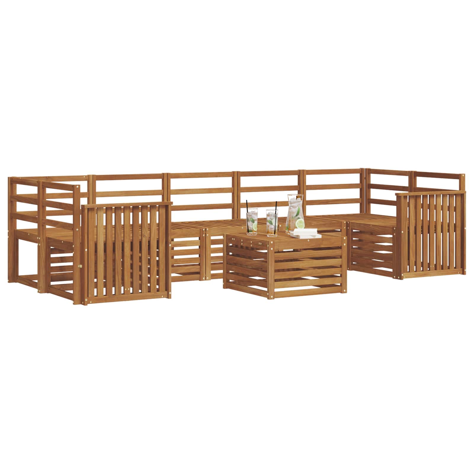vidaXL Zestawy sof 8 pcs Naturalny Lite Drewno Akacji