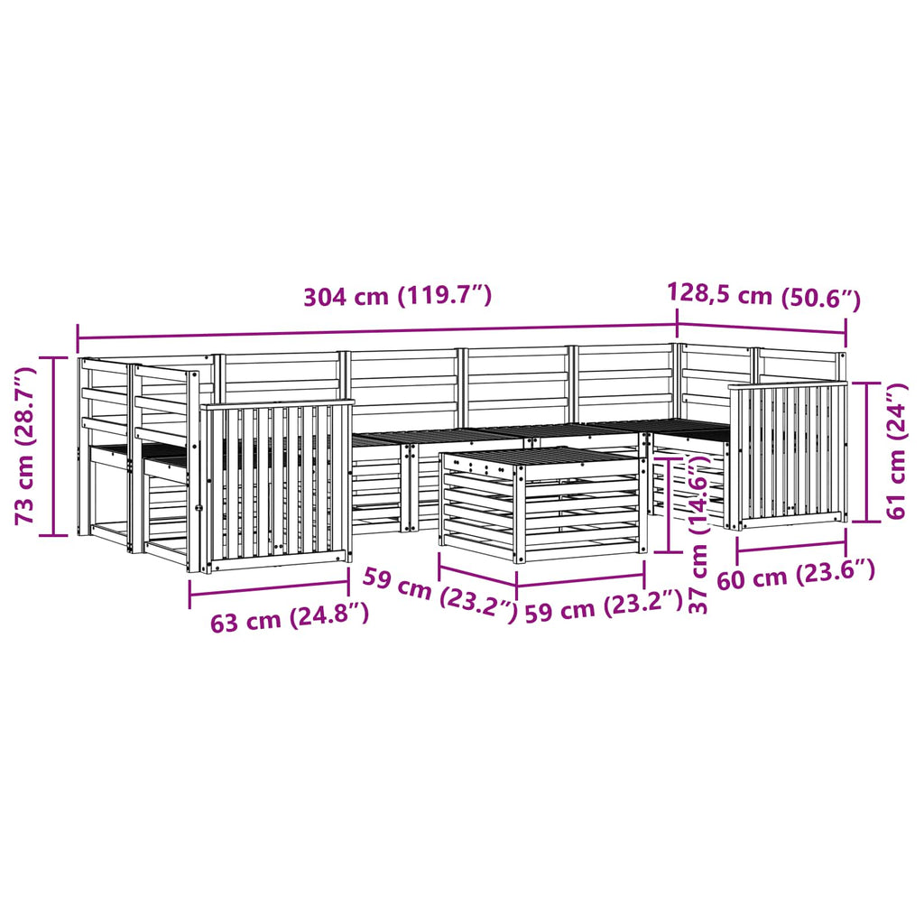 vidaXL Zestawy sof 8 pcs Naturalny Lite Drewno Akacji