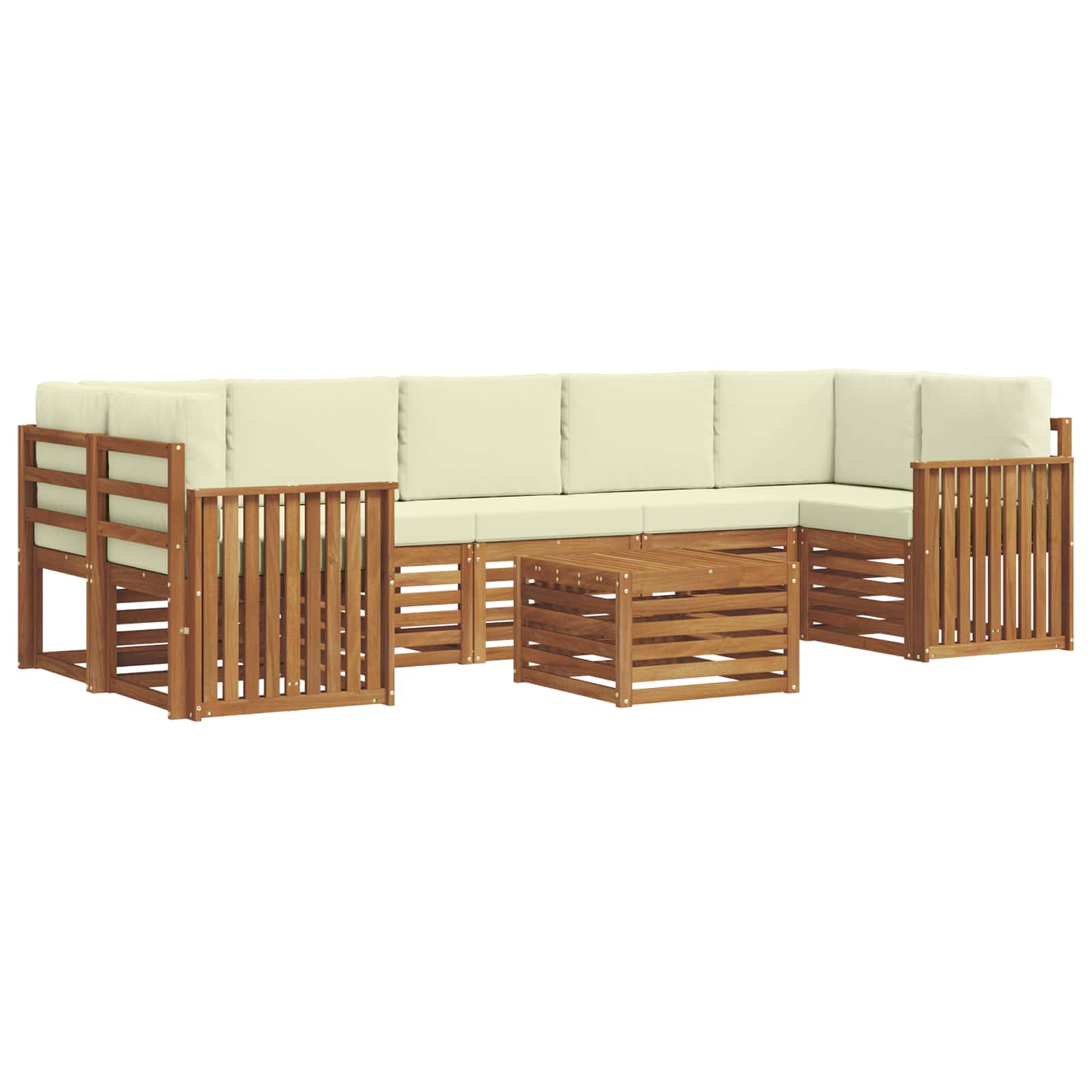 vidaXL Zestaw sof na zewnątrz z poduszką 8 pcs Naturalny i Kremowy