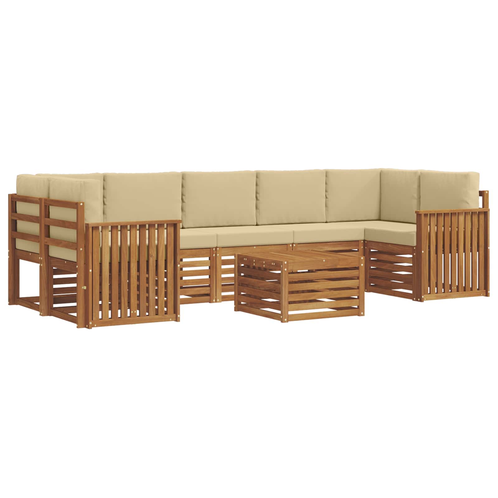 vidaXL Zestaw sof na zewnątrz z poduszką 8 pcs Naturalny i Beżowy