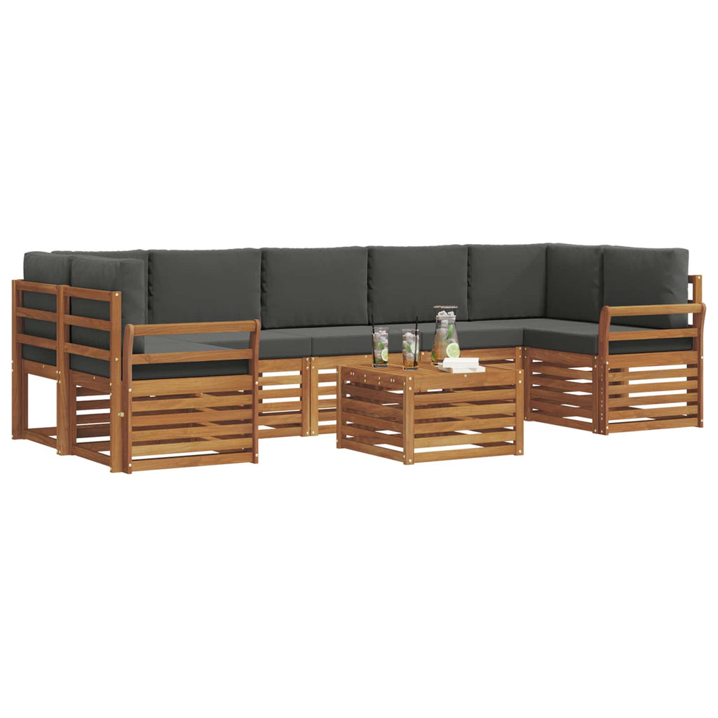 vidaXL Zestaw sof na zewnątrz z poduszką 8 pcs Naturalny i Antracytowy