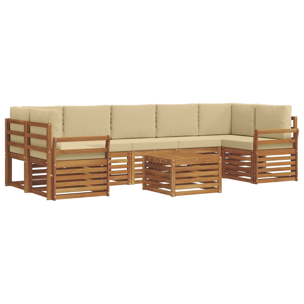 vidaXL Zestaw sof na zewnątrz z poduszką 8 pcs Naturalny i Beżowy