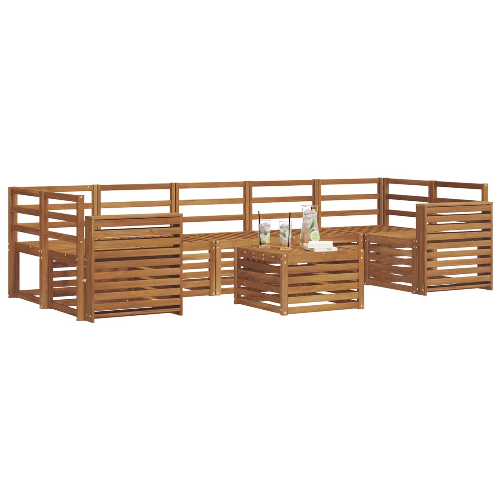 vidaXL Zestawy sof 8 pcs Naturalny Lite Drewno Akacji