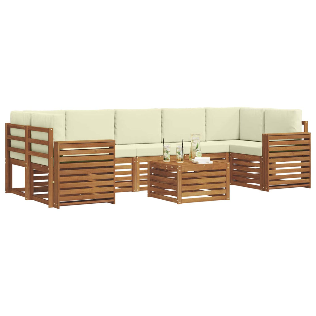vidaXL Zestaw sof na zewnątrz z poduszką 8 pcs Naturalny i Kremowy