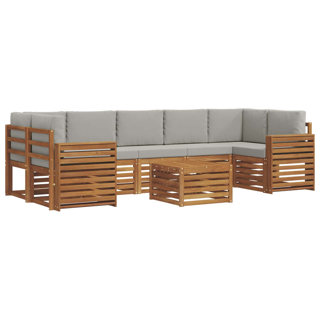 vidaXL Zestaw sof na zewnątrz z poduszką 8 pcs Naturalny i Jasny Szary