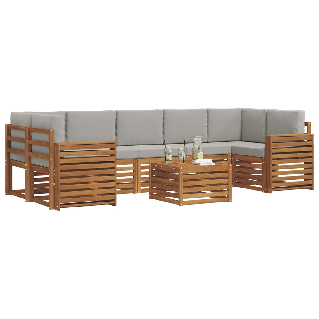 vidaXL Zestaw sof na zewnątrz z poduszką 8 pcs Naturalny i Jasny Szary