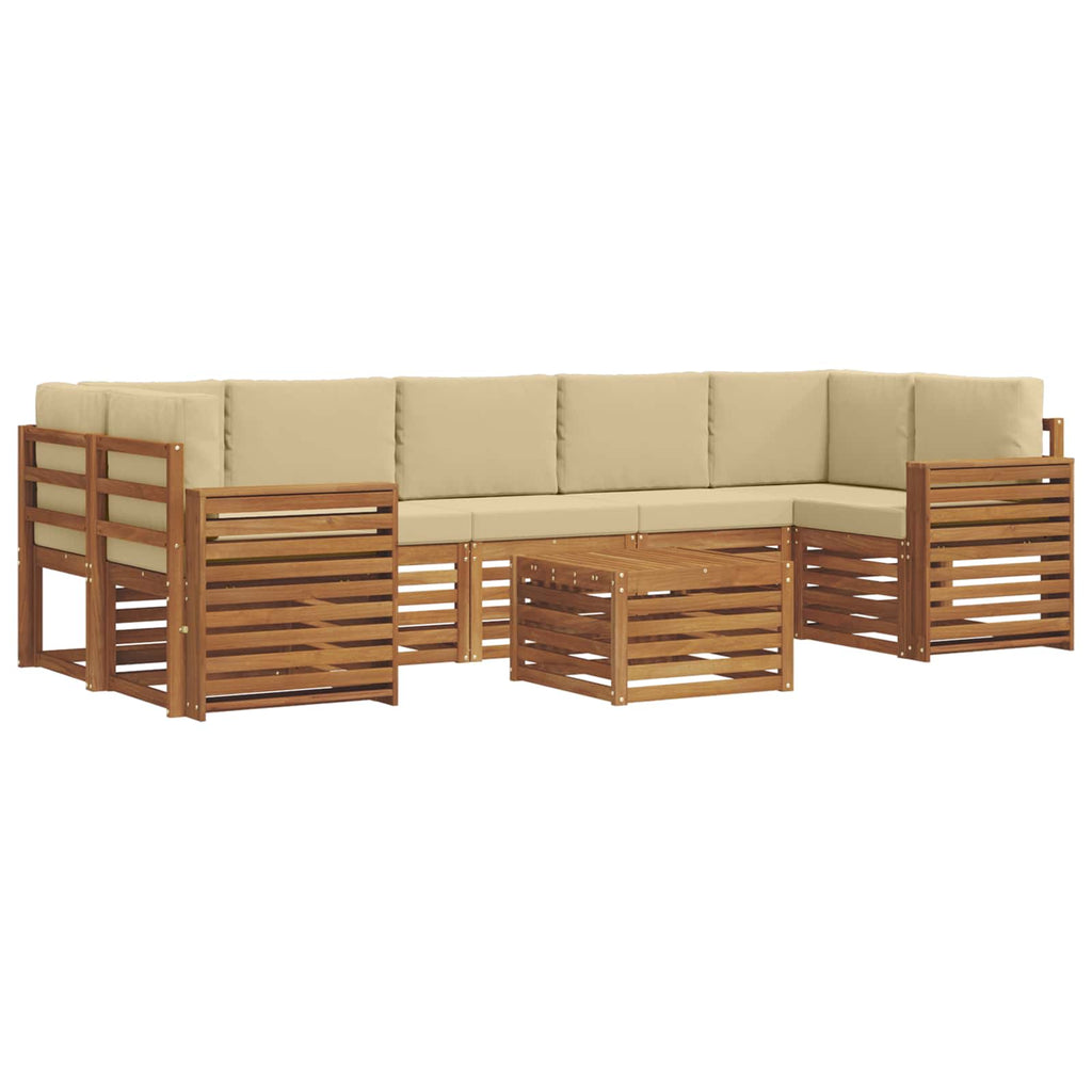 vidaXL Zestaw sof na zewnątrz z poduszką 8 pcs Naturalny i Beżowy