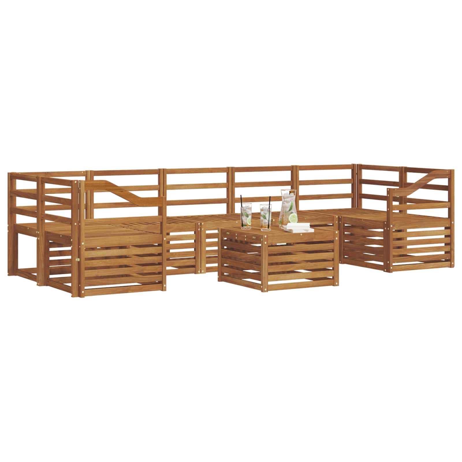 vidaXL Zestawy sof 8 pcs Naturalny Lite Drewno Akacji