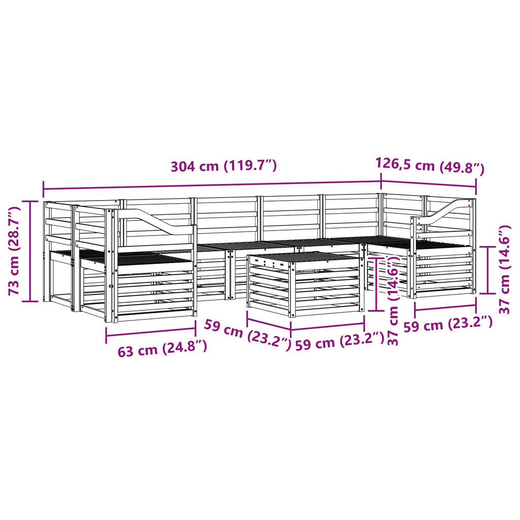 vidaXL Zestawy sof 8 pcs Naturalny Lite Drewno Akacji