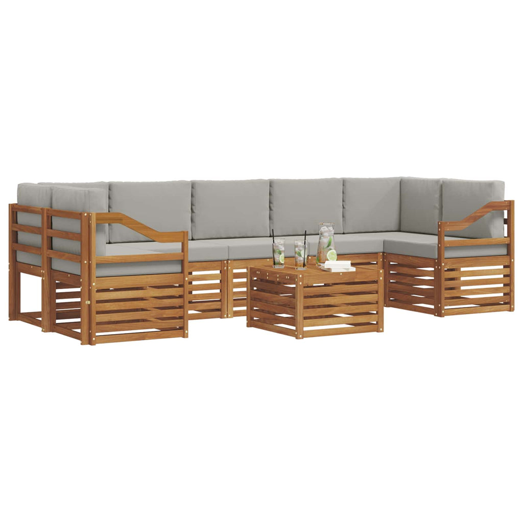 vidaXL Zestaw sof na zewnątrz z poduszką 8 pcs Naturalny i Jasny Szary