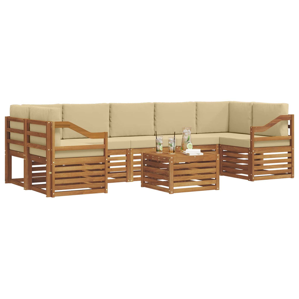 vidaXL Zestaw sof na zewnątrz z poduszką 8 pcs Naturalny i Beżowy