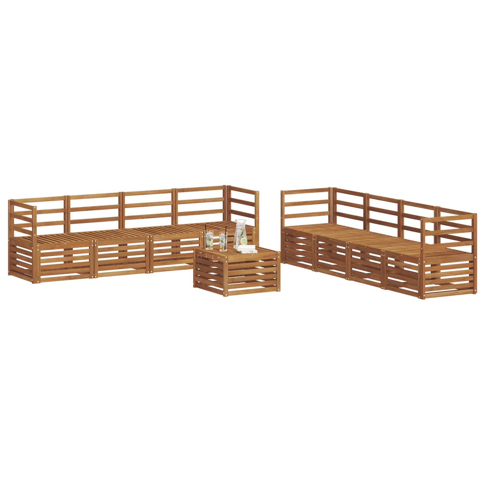 vidaXL Zestawy sof 9 pcs Naturalny Lite Drewno Akacji