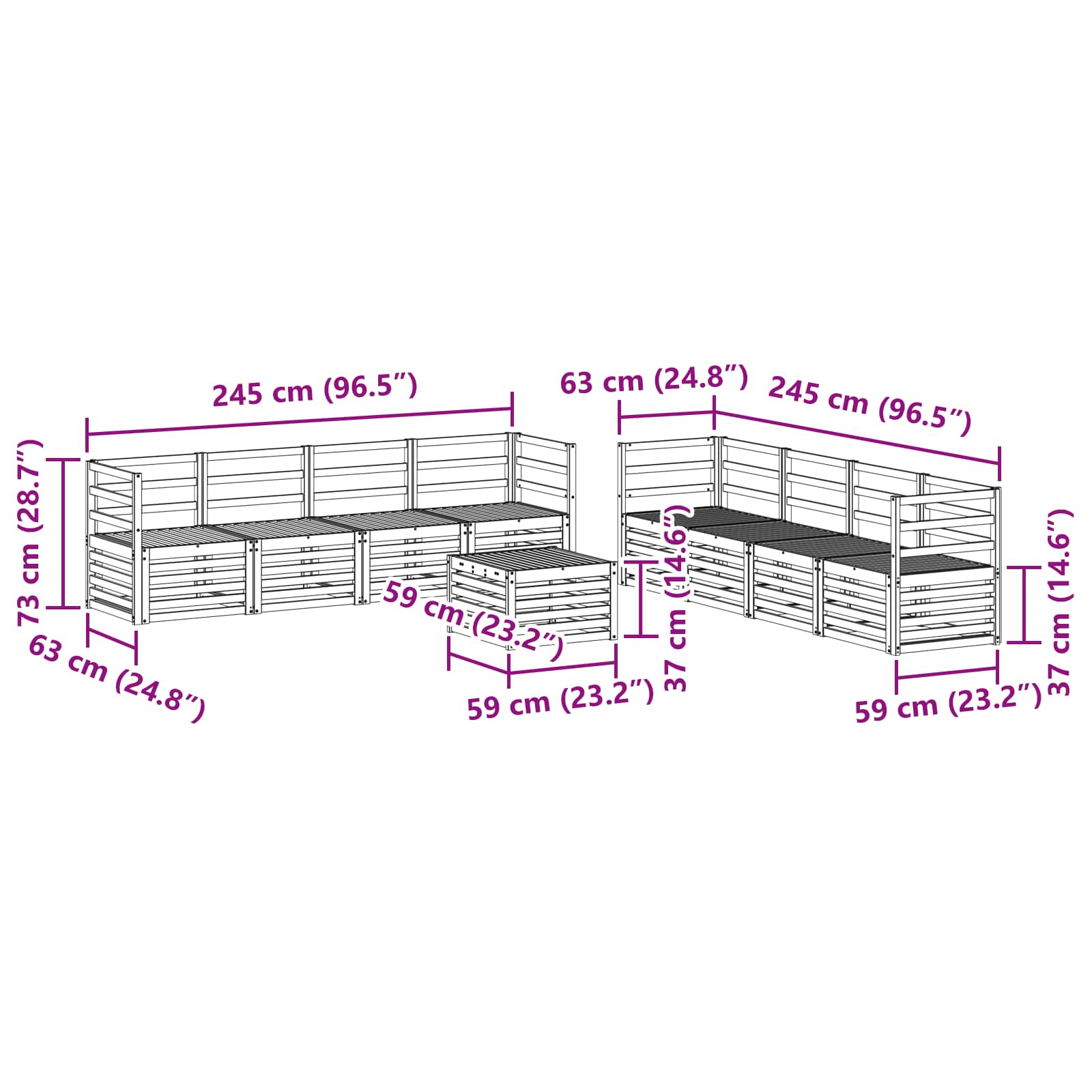 vidaXL Zestawy sof 9 pcs Naturalny Lite Drewno Akacji
