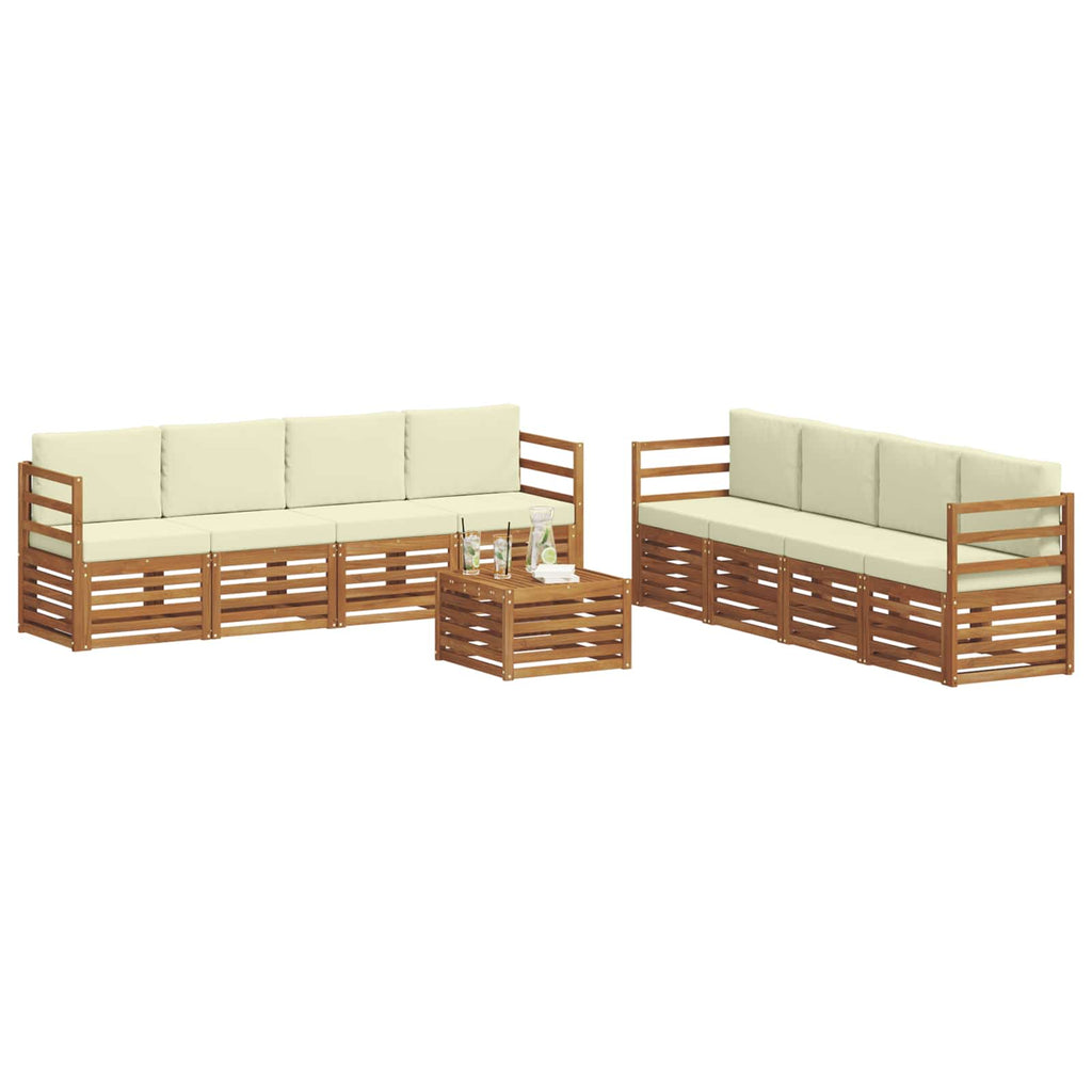 vidaXL Zestawy sof 9 pcs Naturalny i Kremowy Lite Drewno Akacji