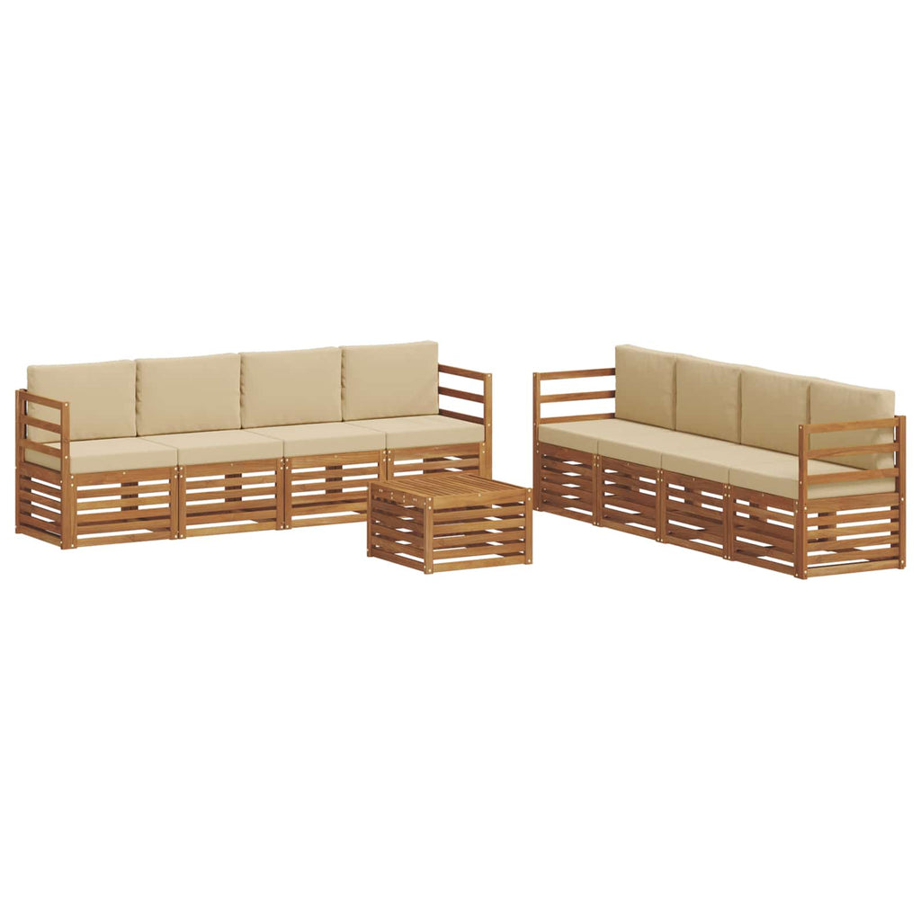 vidaXL Zestawy sof 9 pcs Naturalny i Beżowy Lite Drewno Akacji