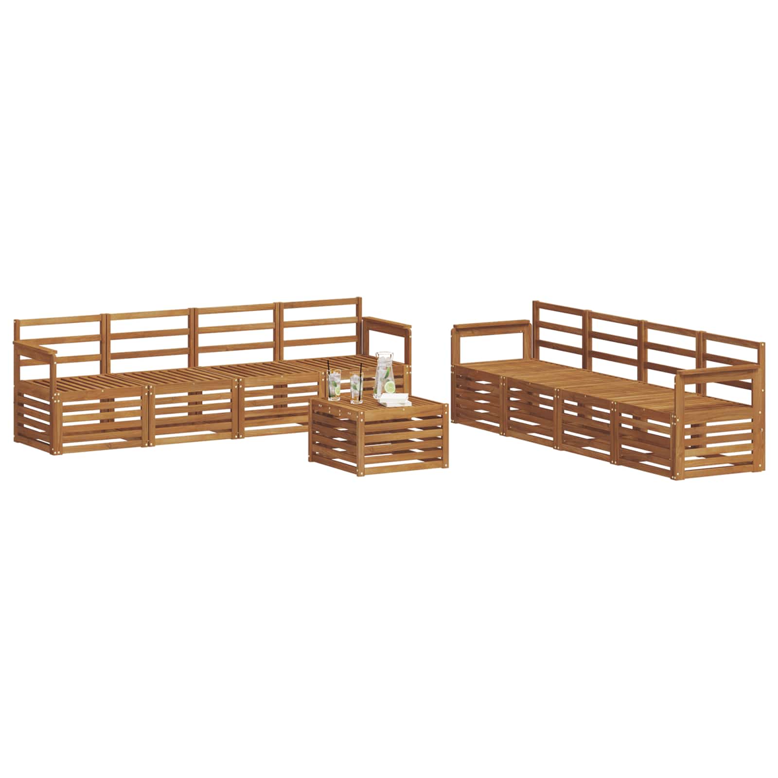 vidaXL Zestawy sof 9 pcs Naturalny Lite Drewno Akacji