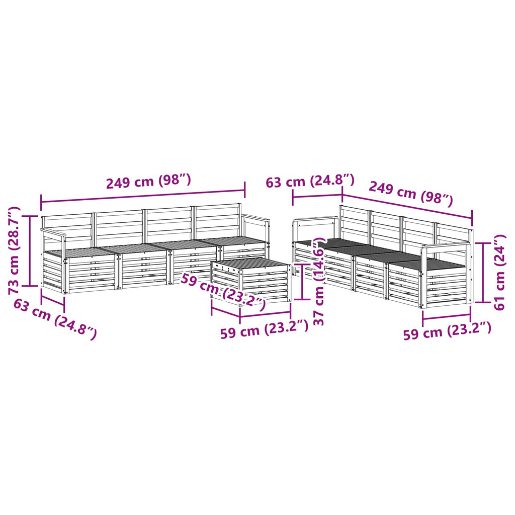 vidaXL Zestawy sof 9 pcs Naturalny Lite Drewno Akacji