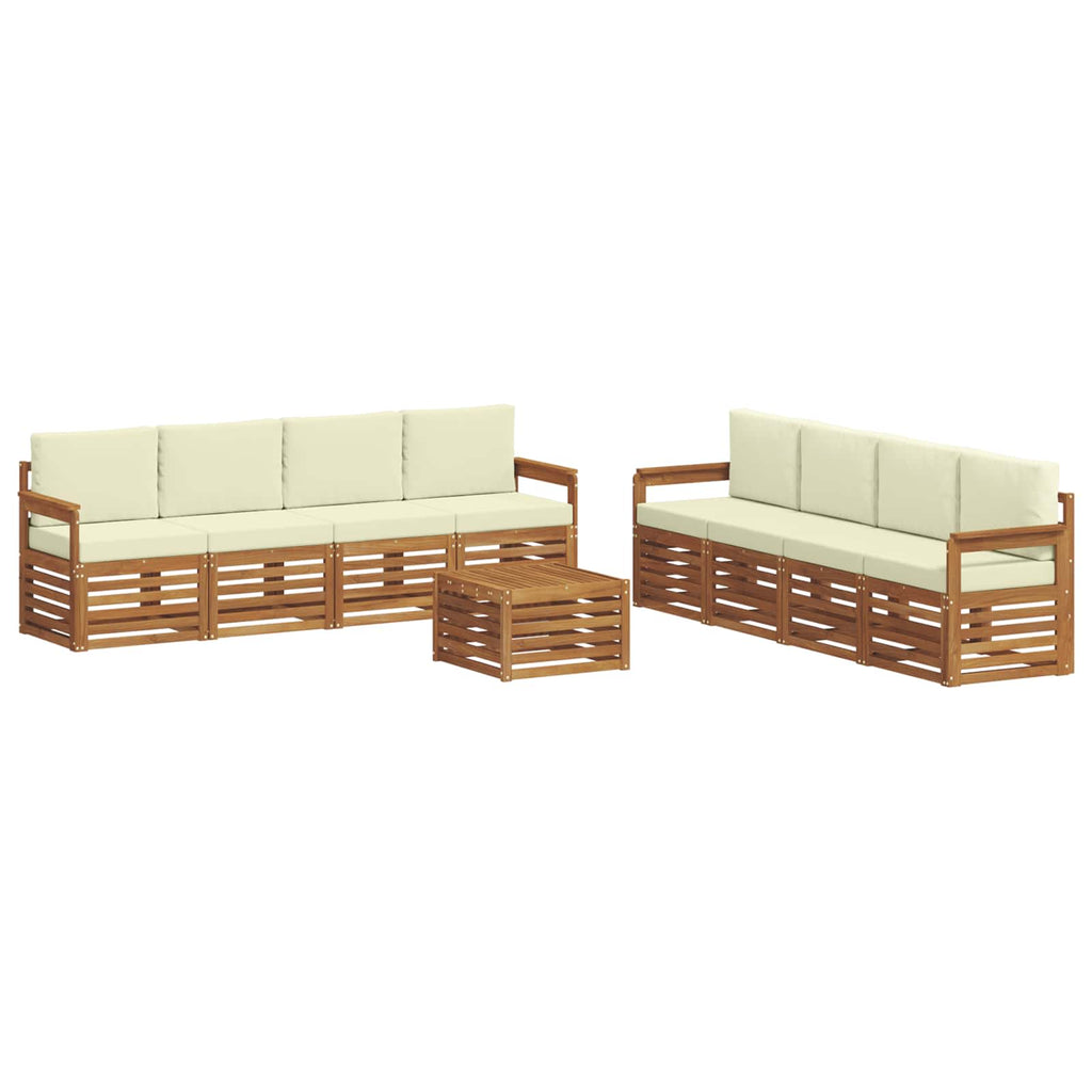 vidaXL Zestawy sof 9 pcs Naturalny i Kremowy Lite Drewno Akacji