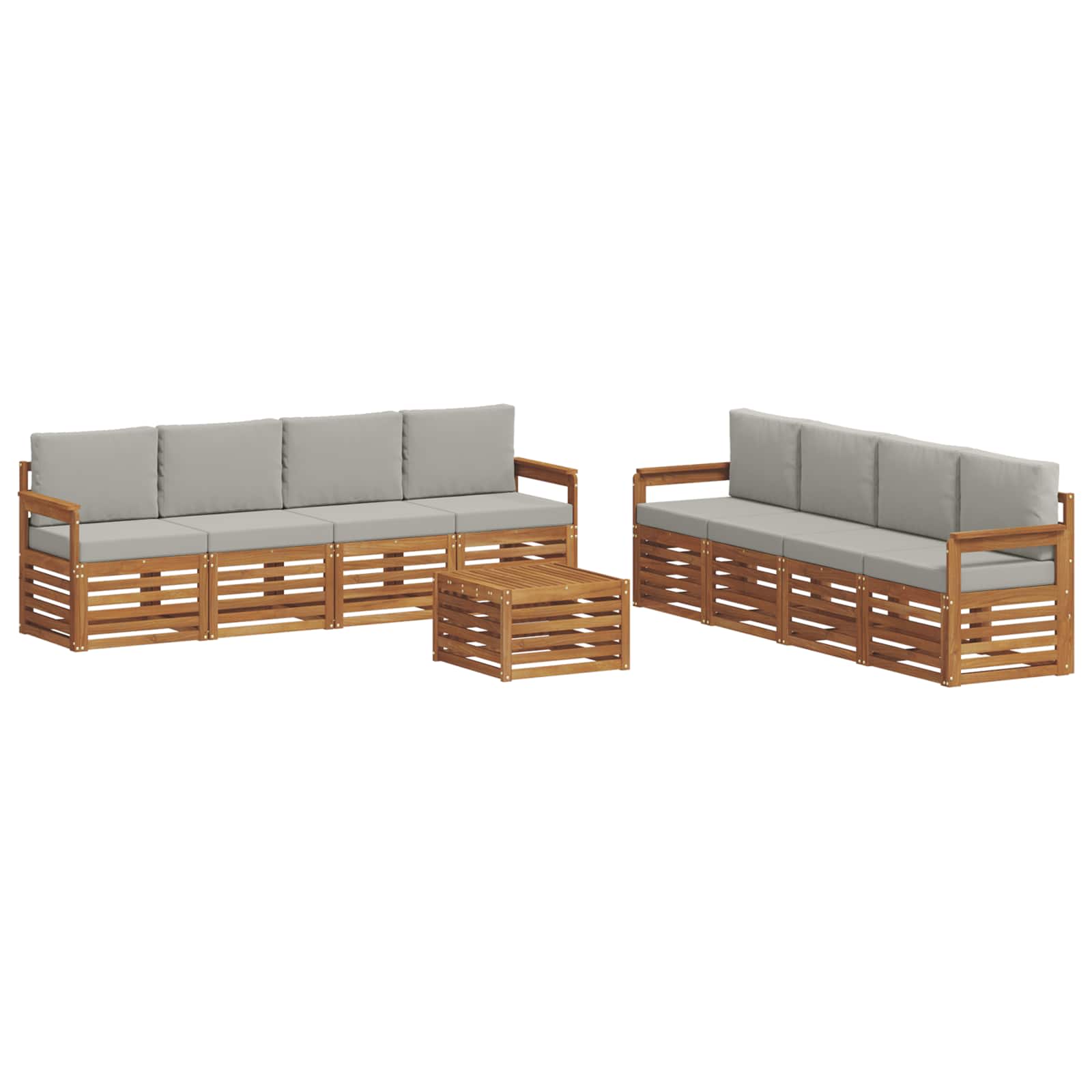 vidaXL Zestawy sof 9 pcs Naturalny i Jasny Szary Lite Drewno Akacji