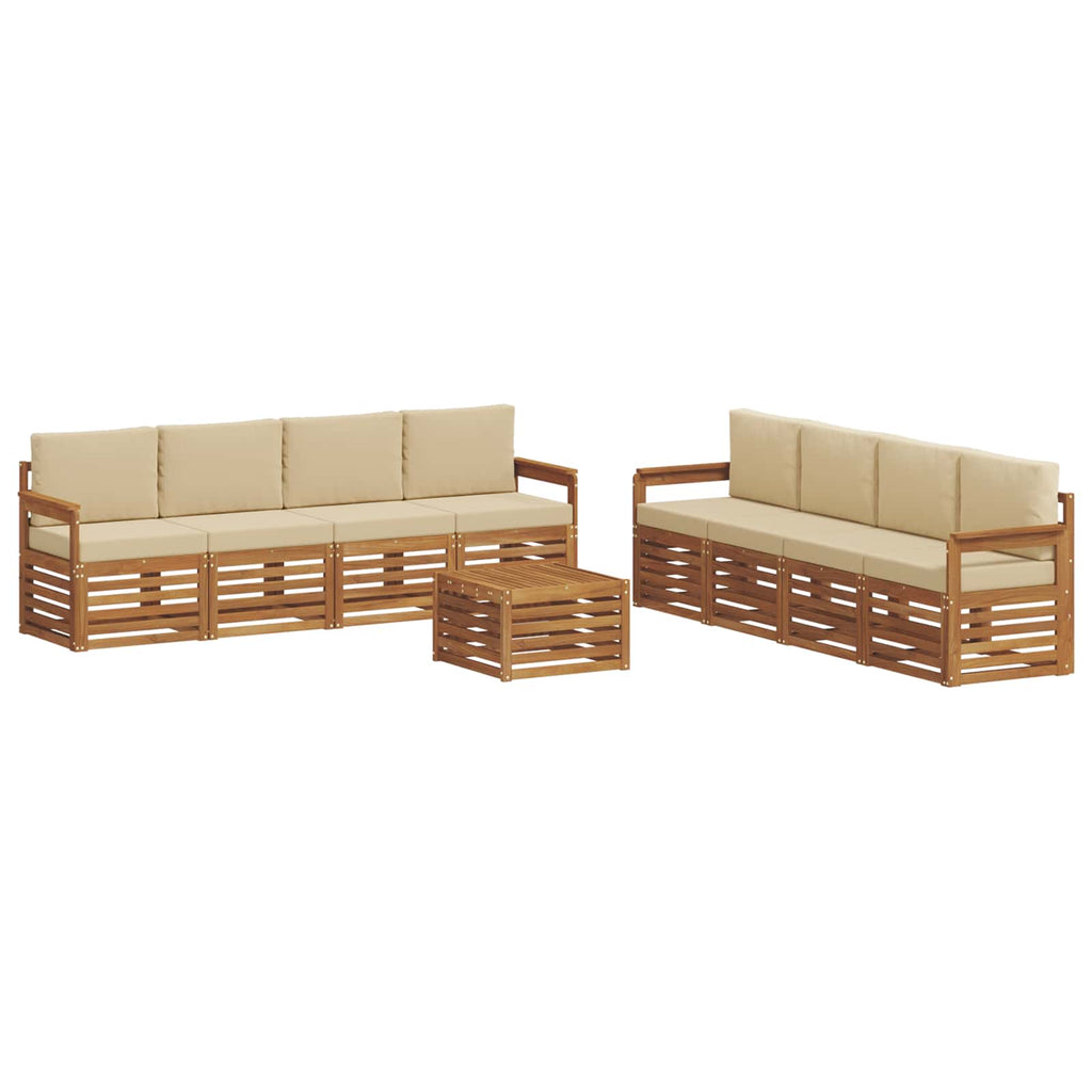 vidaXL Zestawy sof 9 pcs Naturalny i Beżowy Lite Drewno Akacji