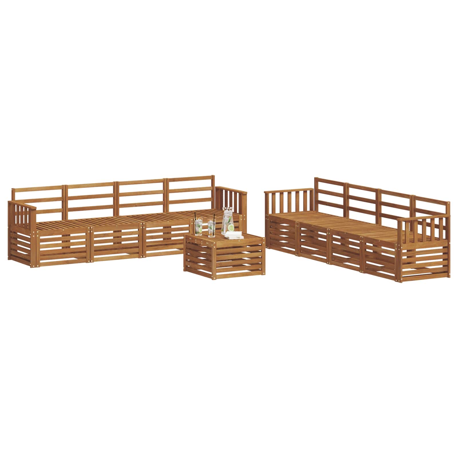 vidaXL Zestawy sof 9 pcs Naturalny Lite Drewno Akacji