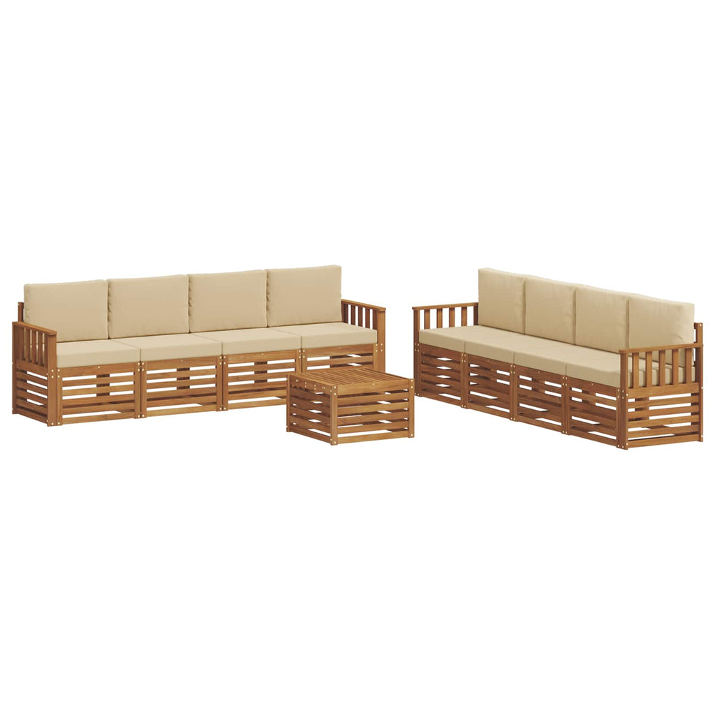 vidaXL Zestawy sof 9 pcs Naturalny i Beżowy Lite Drewno Akacji
