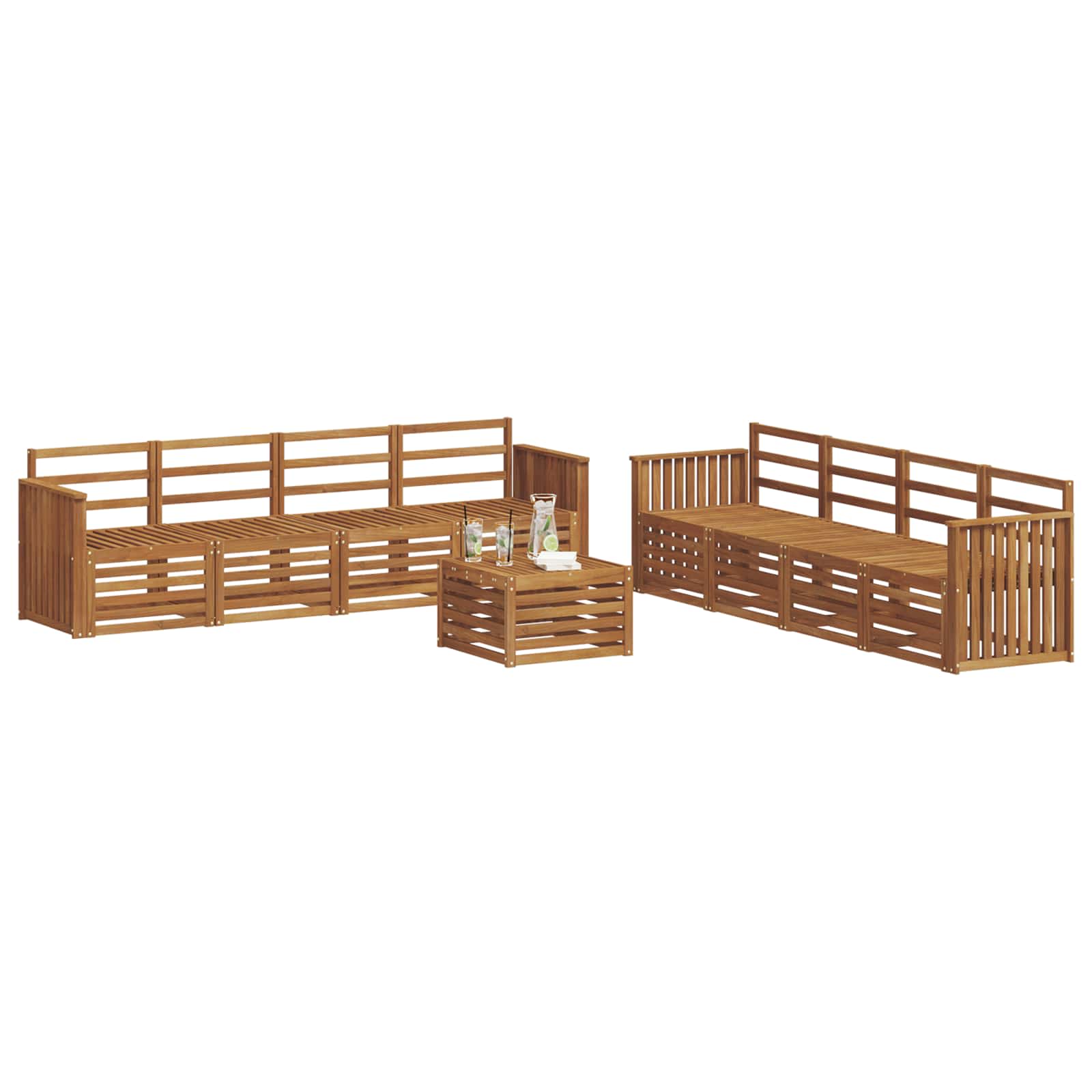 vidaXL Zestawy sof 9 pcs Naturalny Lite Drewno Akacji