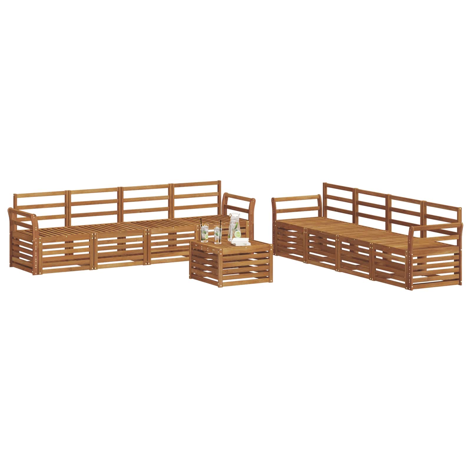 vidaXL Zestawy sof 9 pcs Naturalny Lite Drewno Akacji