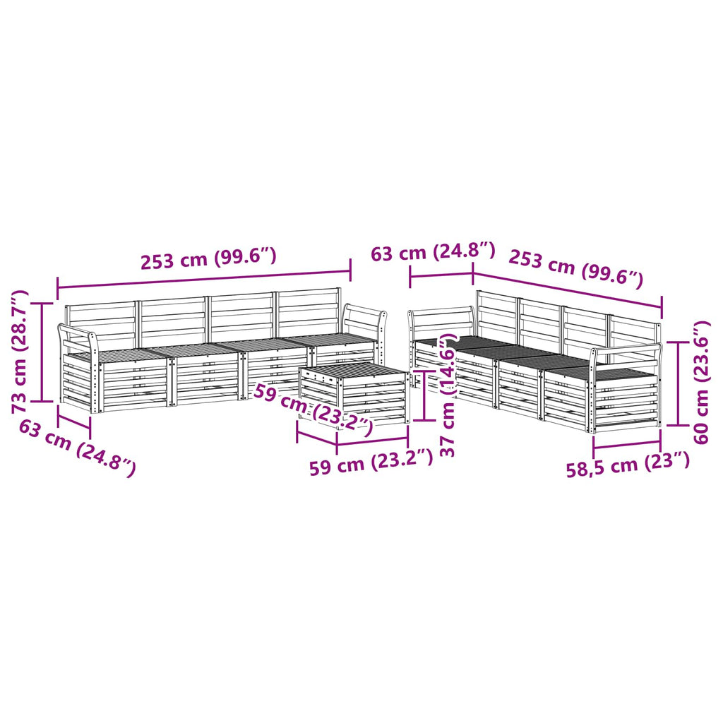 vidaXL Zestawy sof 9 pcs Naturalny Lite Drewno Akacji