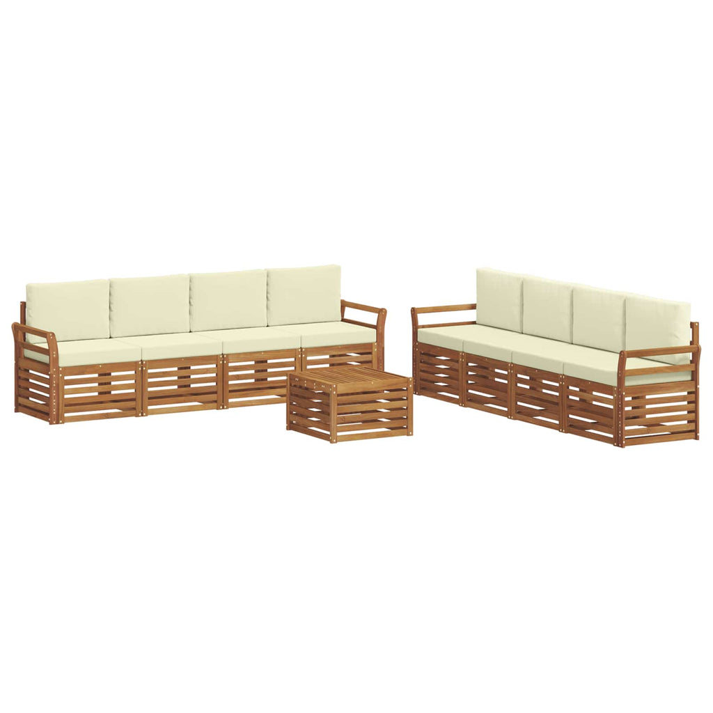 vidaXL Zestawy sof 9 pcs Naturalny i Kremowy Lite Drewno Akacji